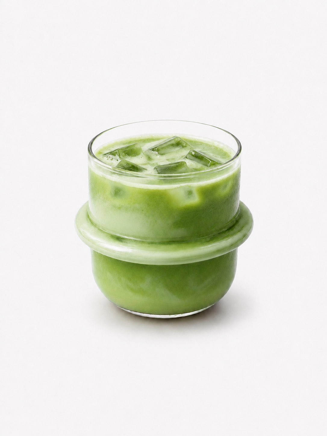 Skulpturaler Glasbecher 250 ml mit Iced Matcha